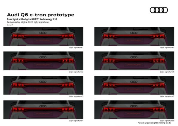 Audi Q6 e-tron prototype - Feux arriere avec signalétique
